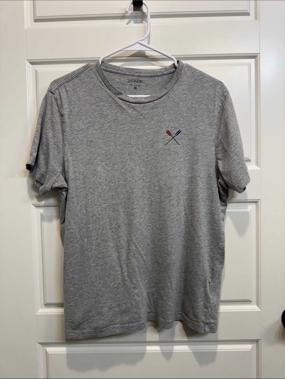 J. Crew Gray Short-Sleeve Crewneck Tee with Crossed Oars Embroidery